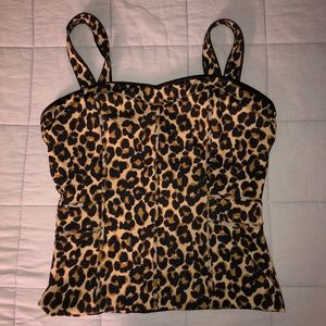 White House Black Market Cheetah Zip Up Top Size 4